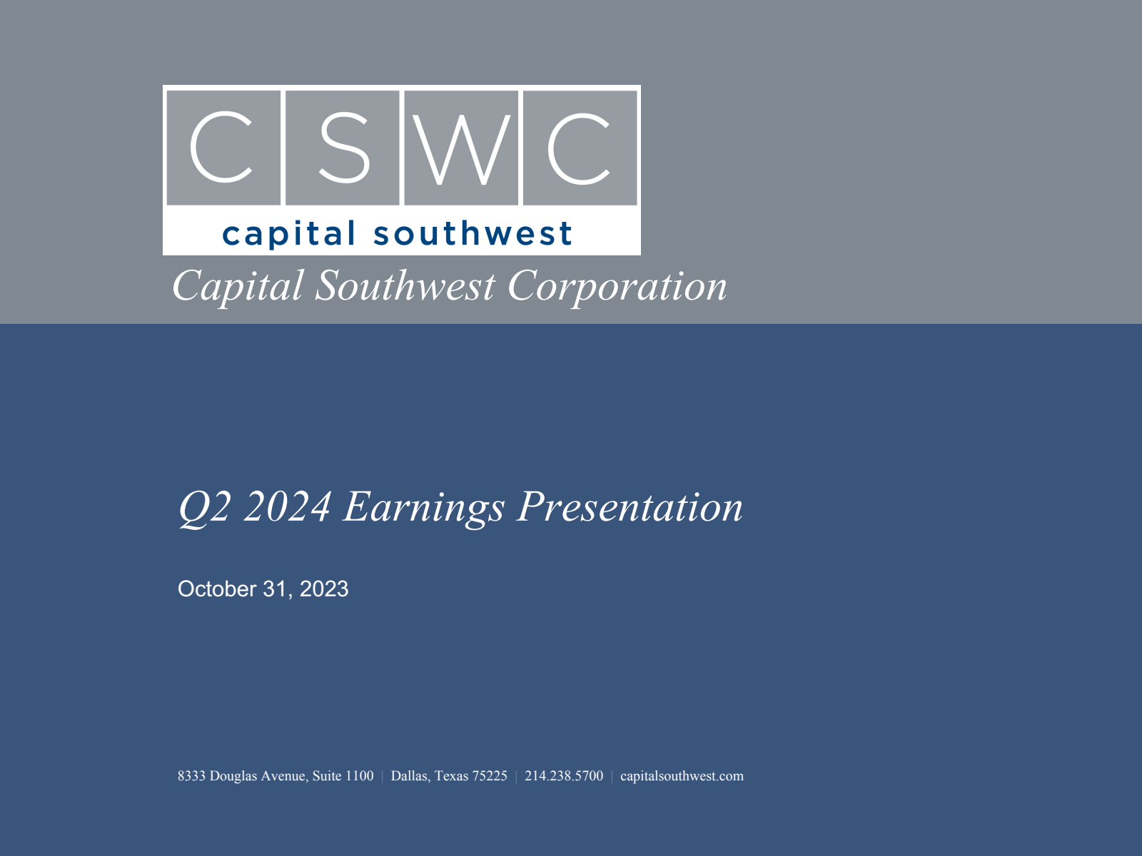 Capital Southwest's Q2 2024 Slide Deck
