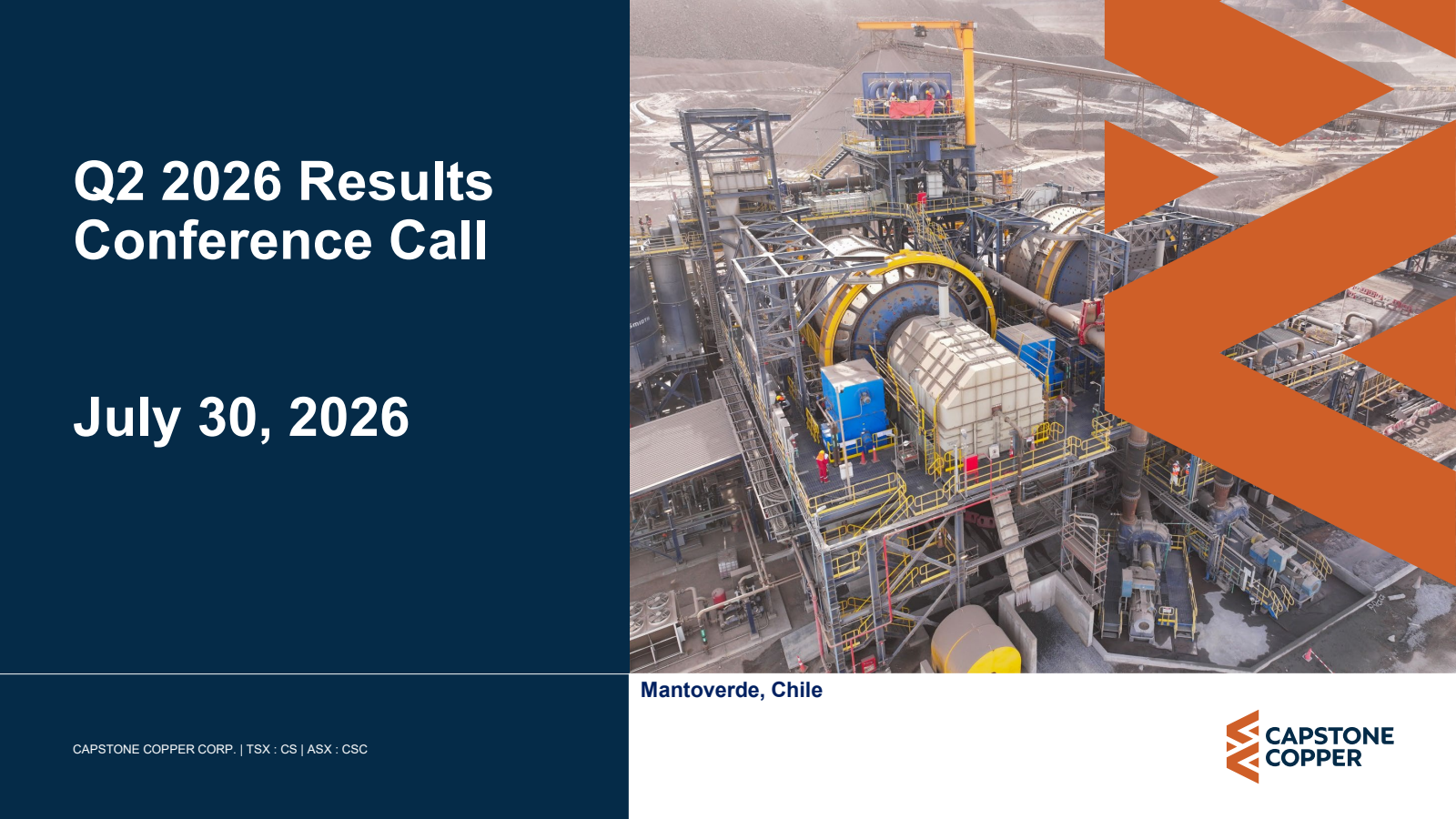 Capstone Copper's Q2 2026 Slide Deck