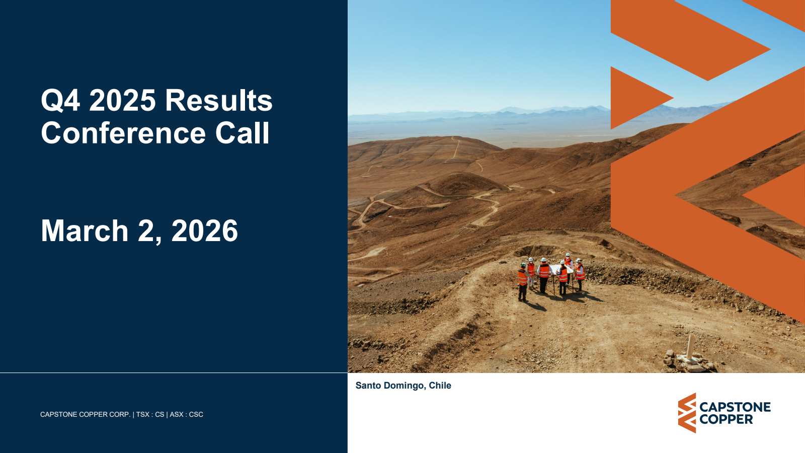 Capstone Copper's Q4 2025 Slide Deck