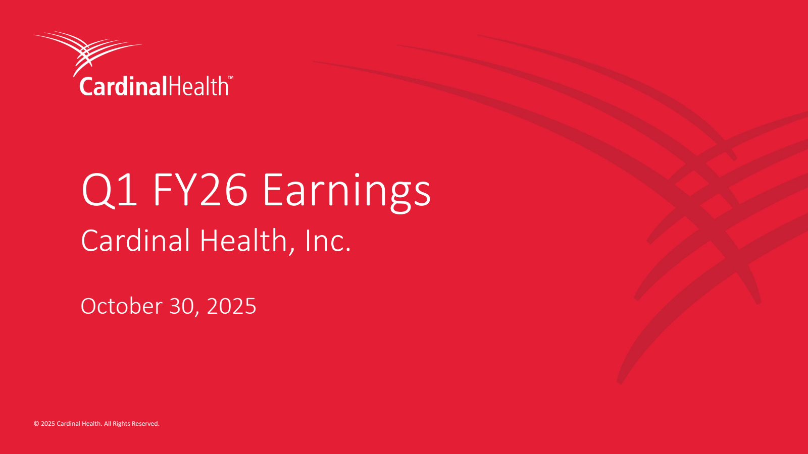 Cardinal Health's Q1 2026 Slide Deck