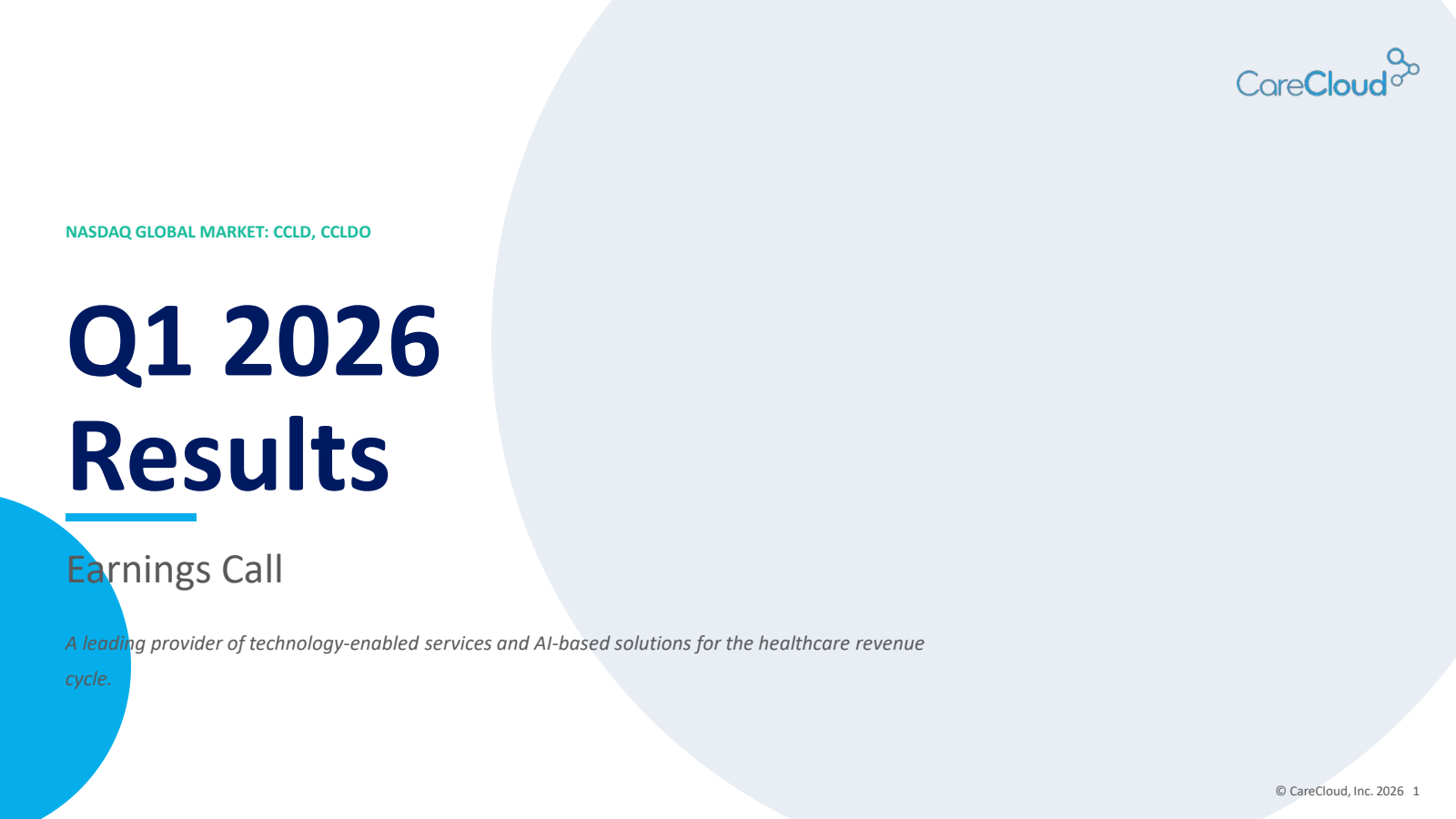 CareCloud's Q1 2026 Slide Deck