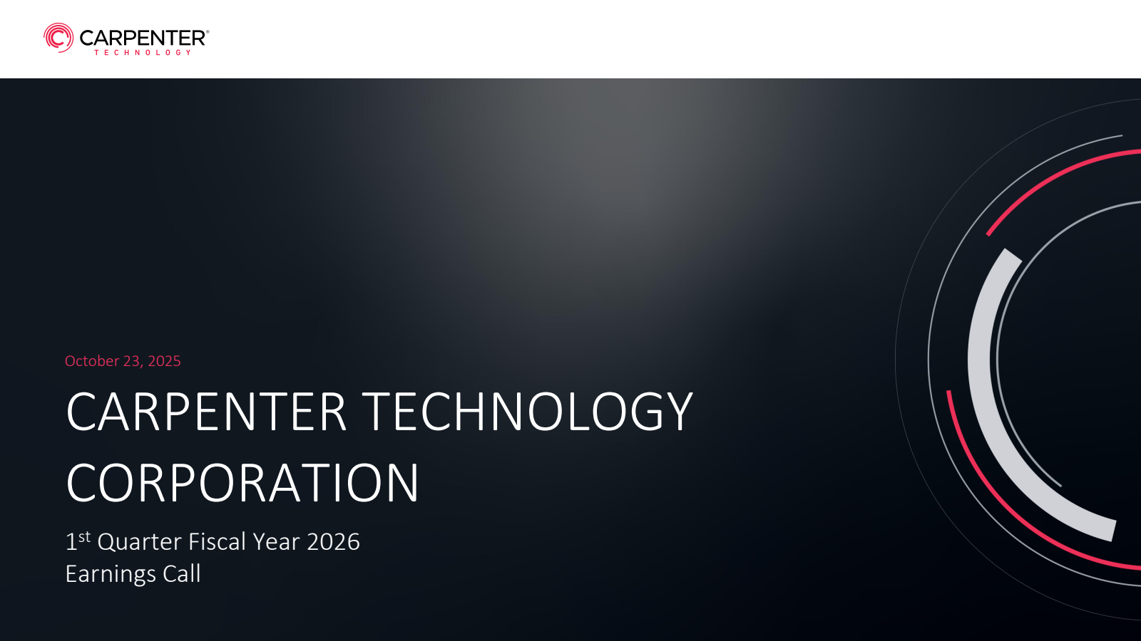 Carpenter Technology's Q1 2026 Slide Deck