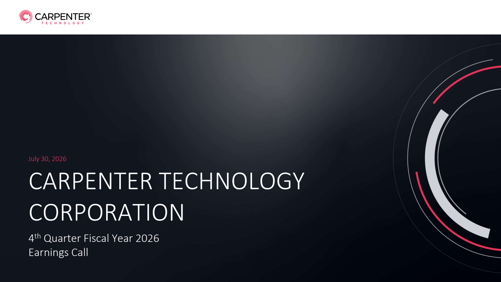 Carpenter Technology's Q4 2026 Slide Deck