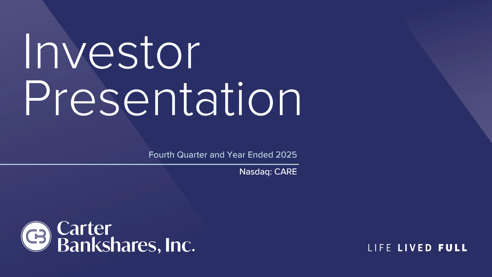 Carter Bankshares' Q4 2025 Slide Deck