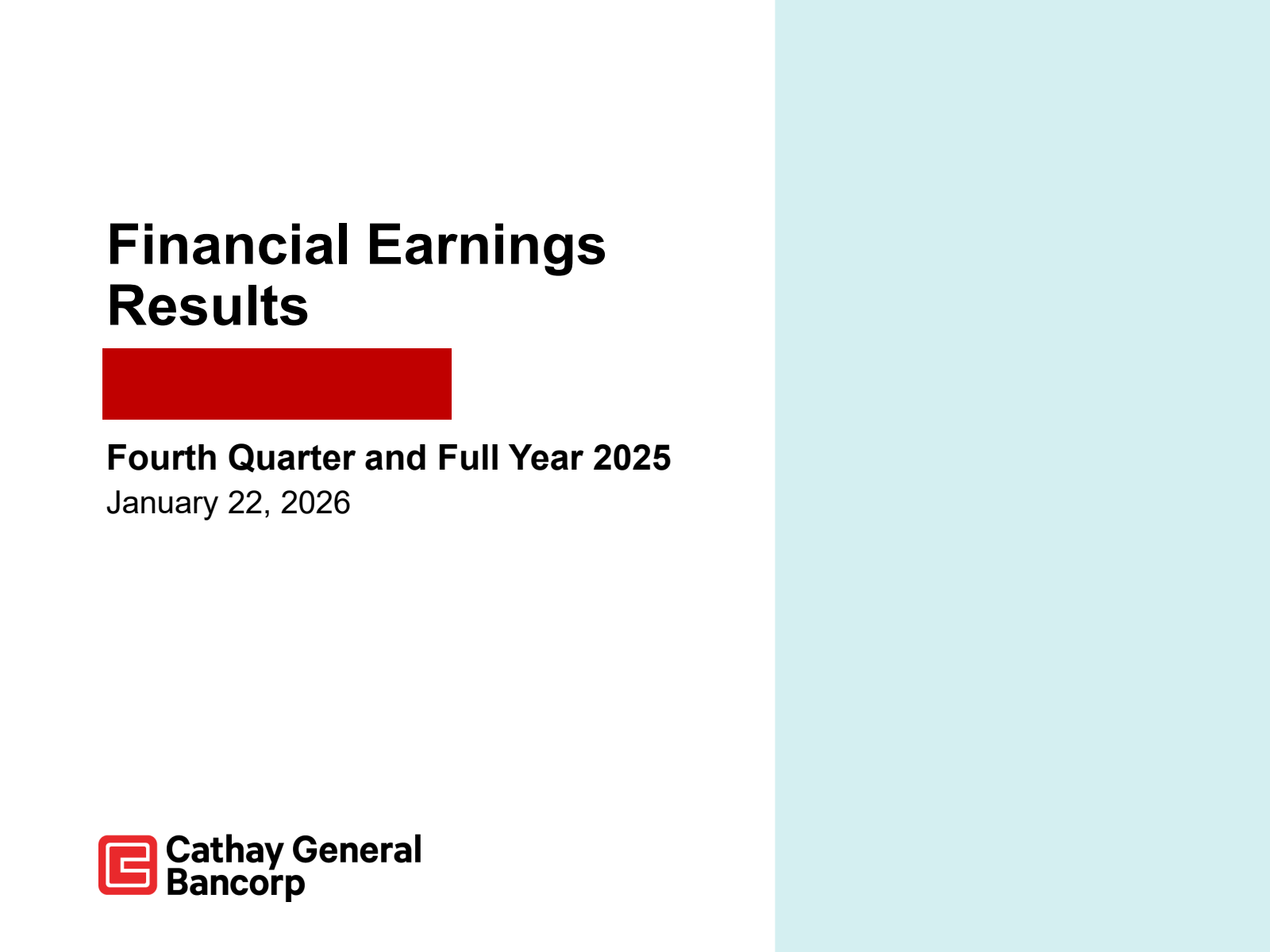 Cathay General Bancorp's Q4 2025 Slide Deck