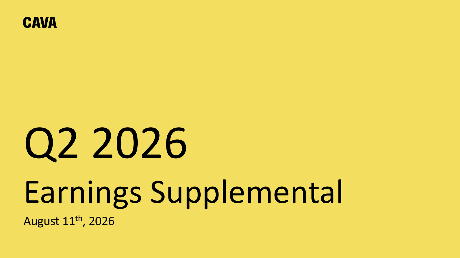 CAVA Group's Q2 2026 Slide Deck