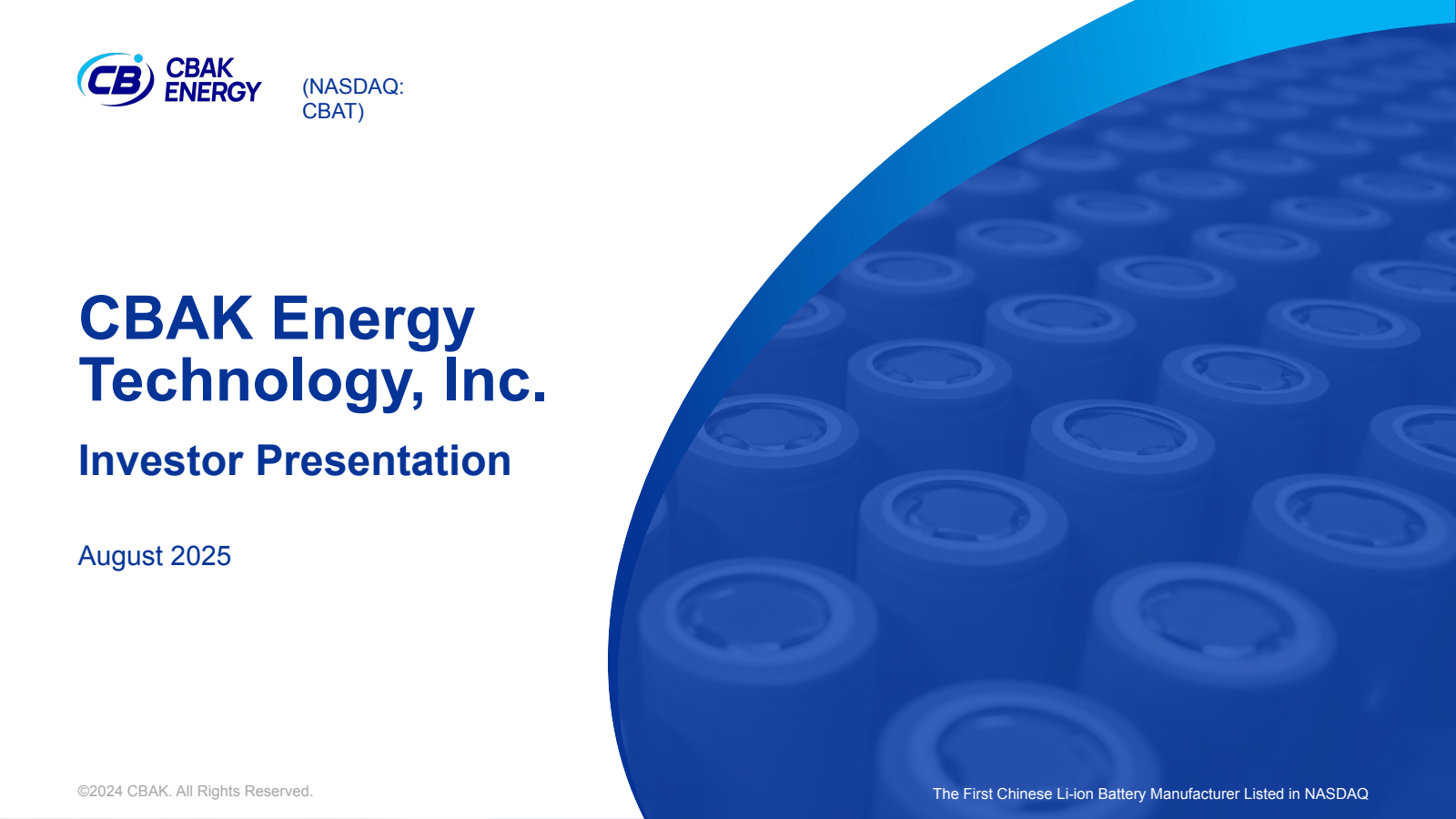 China BAK Battery's Q2 2025 Slide Deck