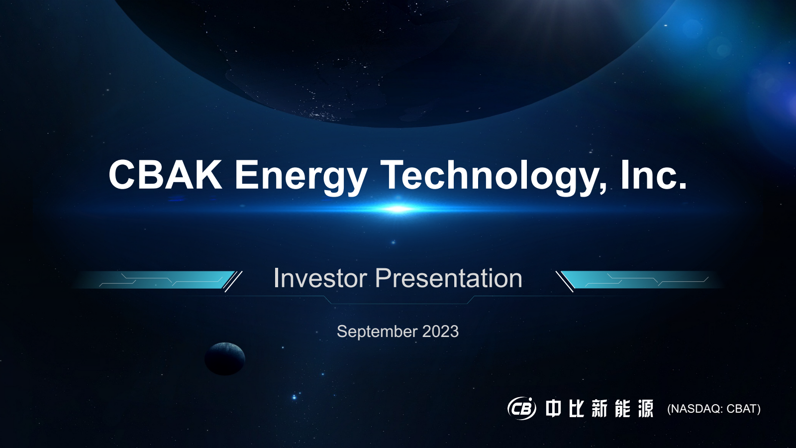 CBAK Energy Technology's Q3 2023 Slide Deck