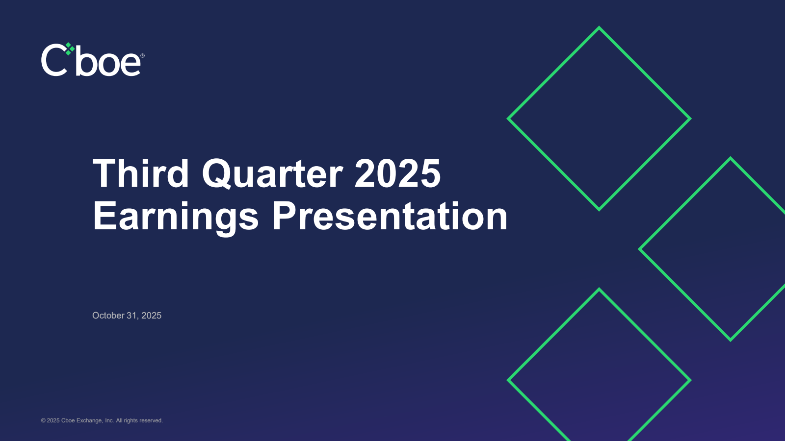 Cboe Global Markets' Q3 2025 Slide Deck