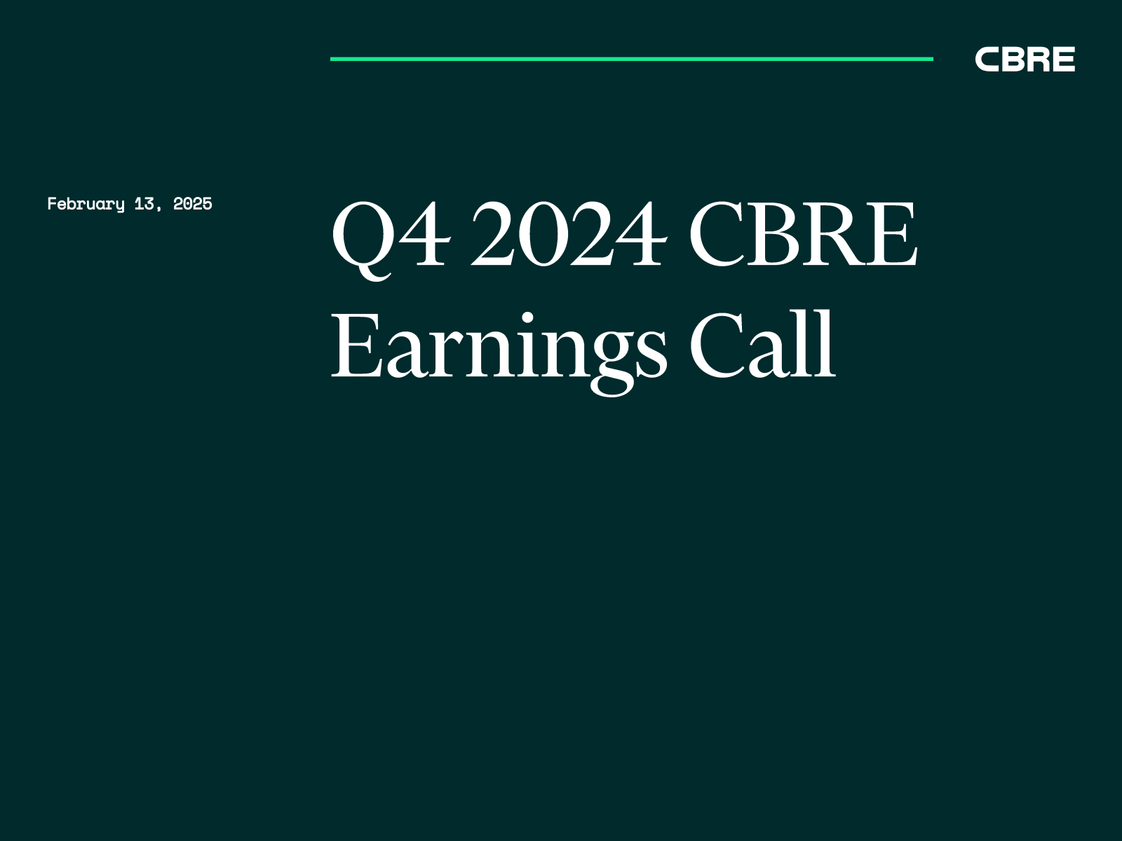 CBRE Group's Q4 2024 Slide Deck