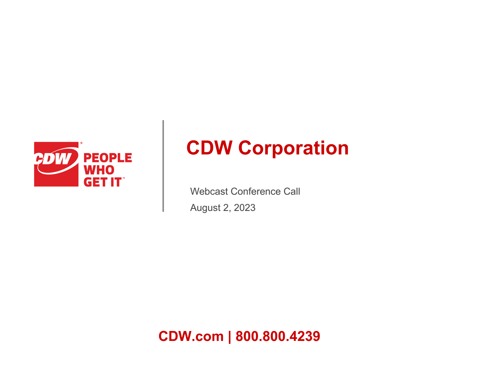 CDW's Q2 2023 Slide Deck