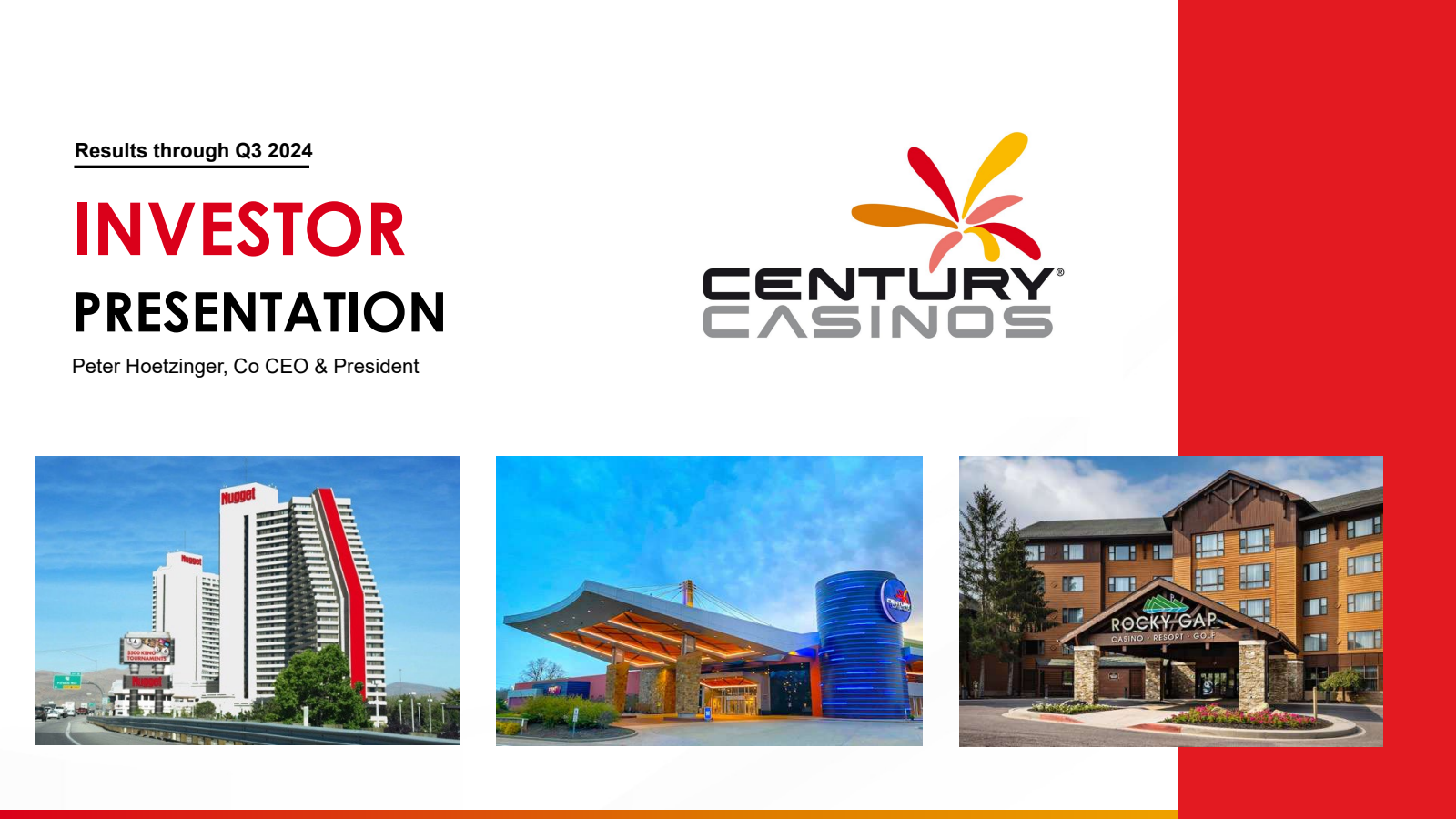 Century Casinos' Q3 2025 Slide Deck