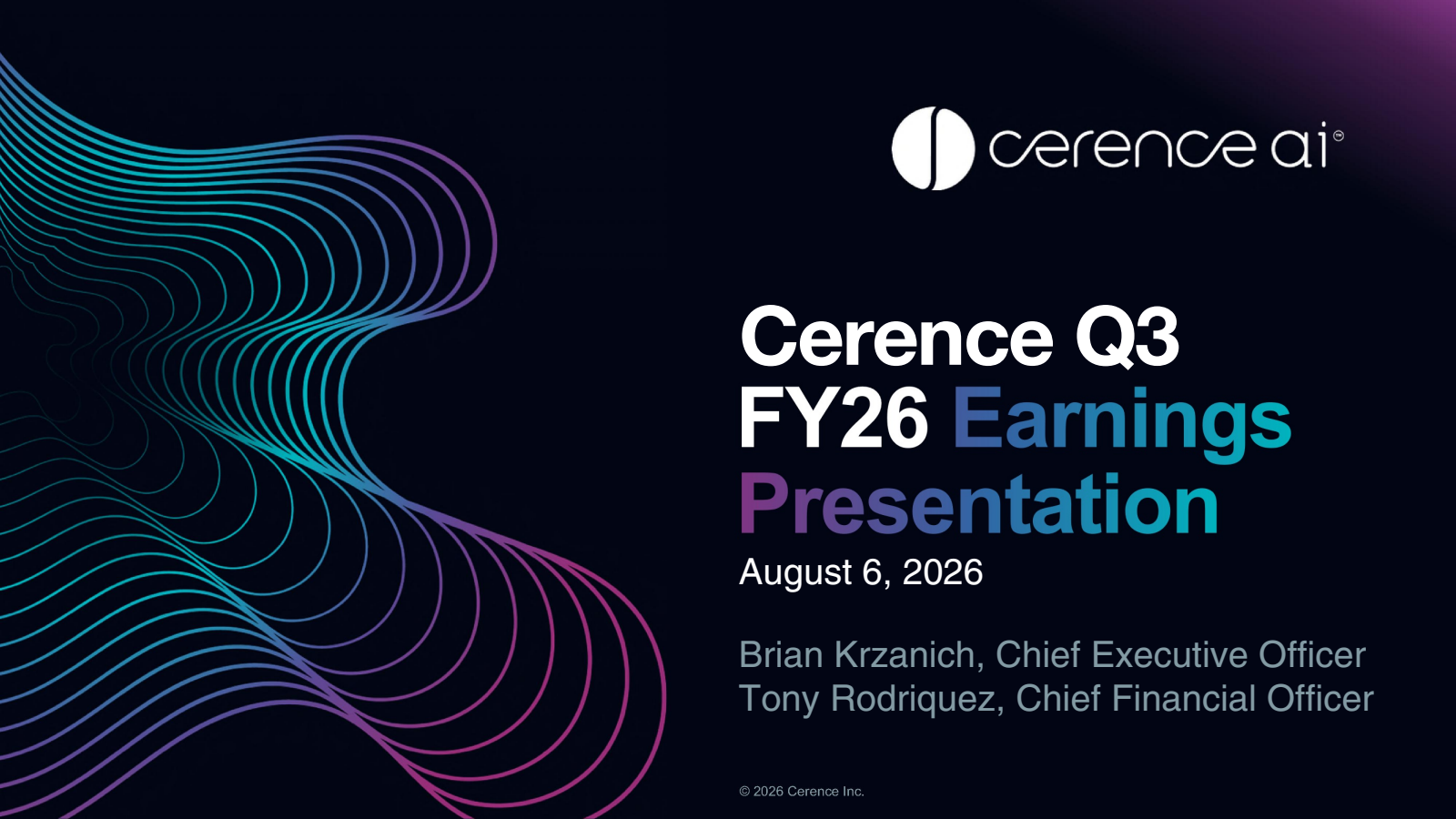 Cerence's Q3 2026 Slide Deck