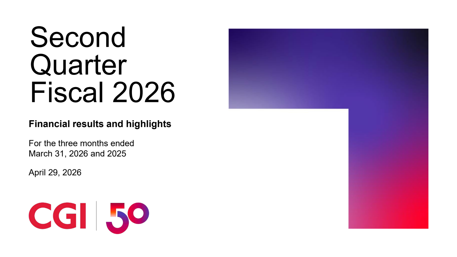 CGI Group's Q2 2026 Slide Deck