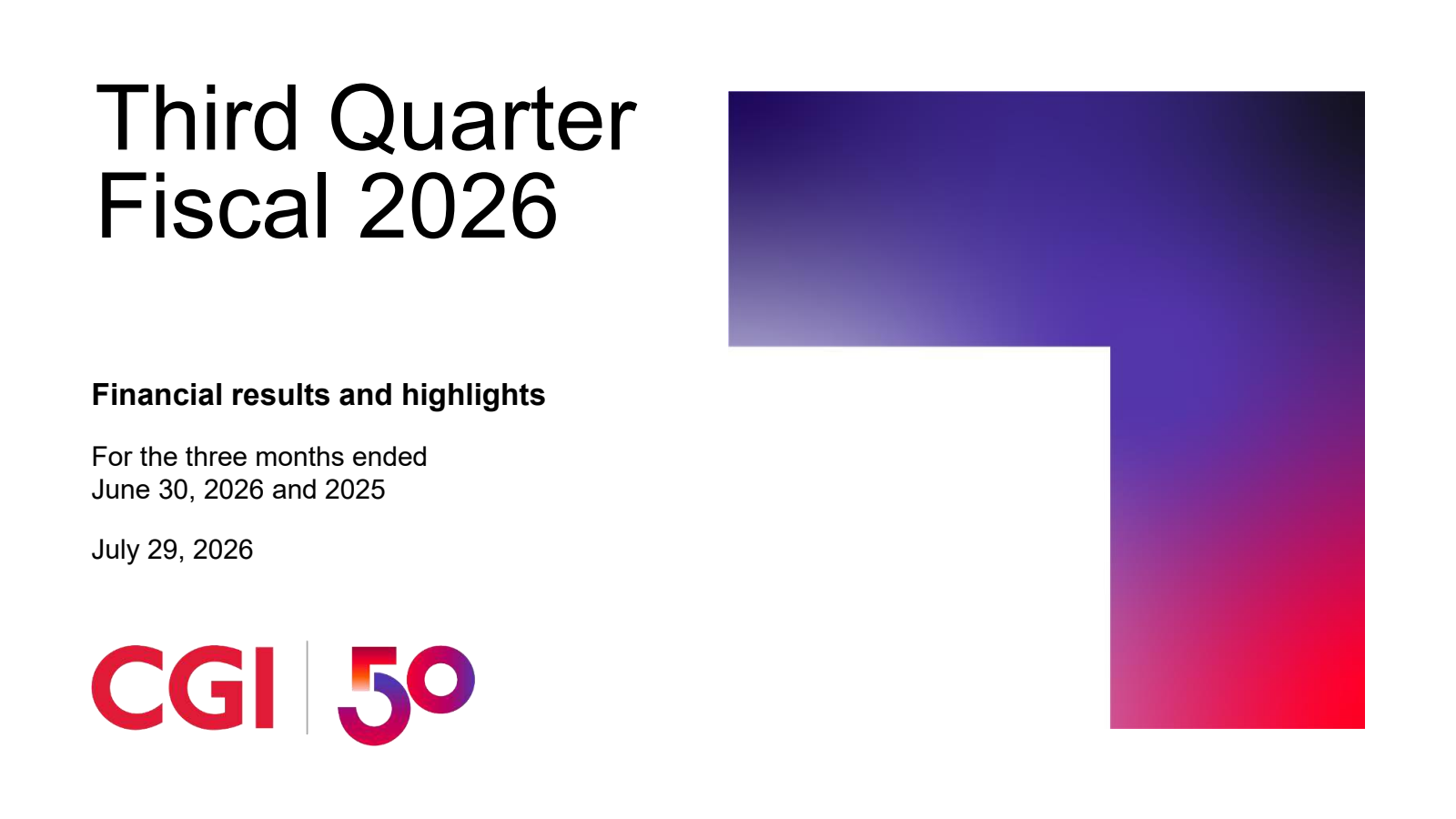 CGI Group's Q3 2026 Slide Deck