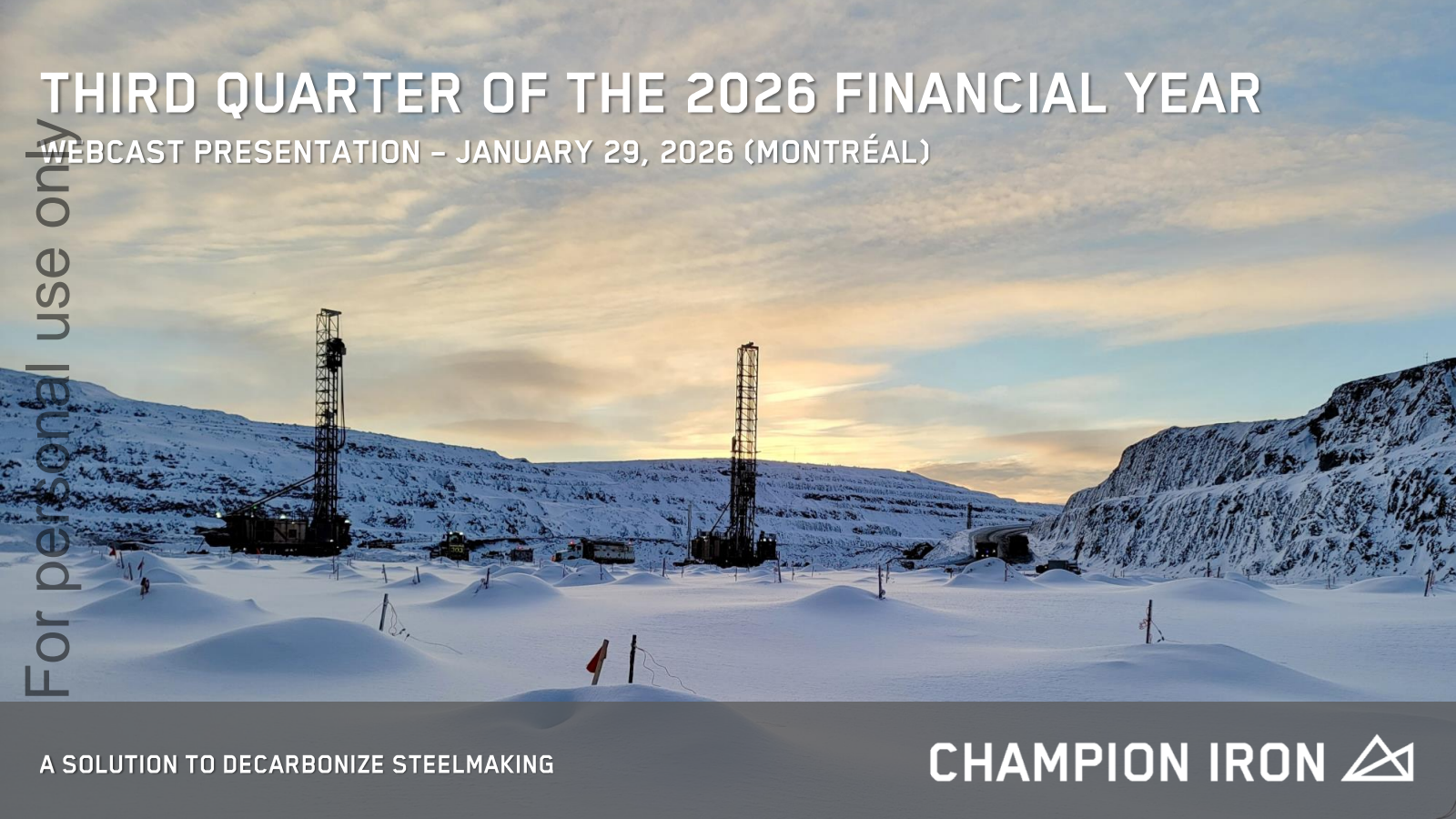 Champion Iron's Q3 2026 Slide Deck