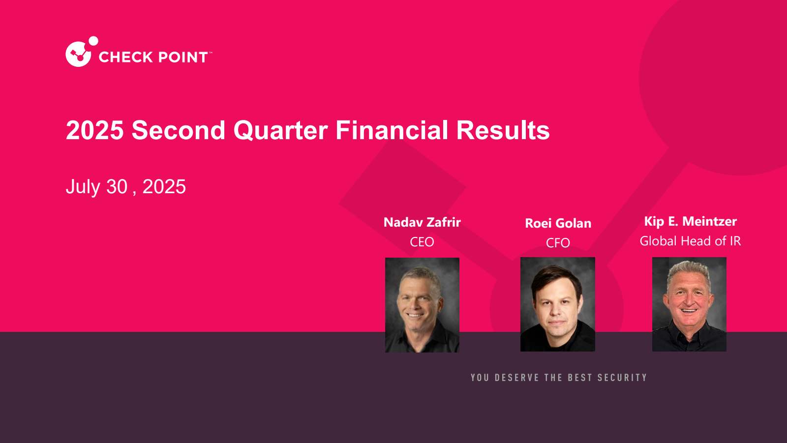 Check Point Software Technologies' Q2 2025 Slide Deck