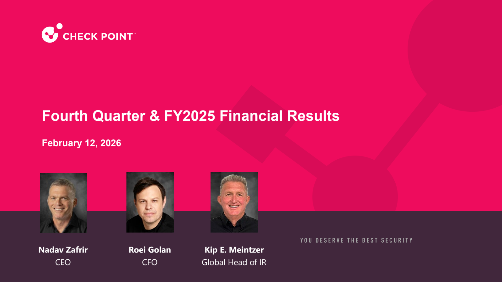 Check Point Software Technologies' Q4 2025 Slide Deck