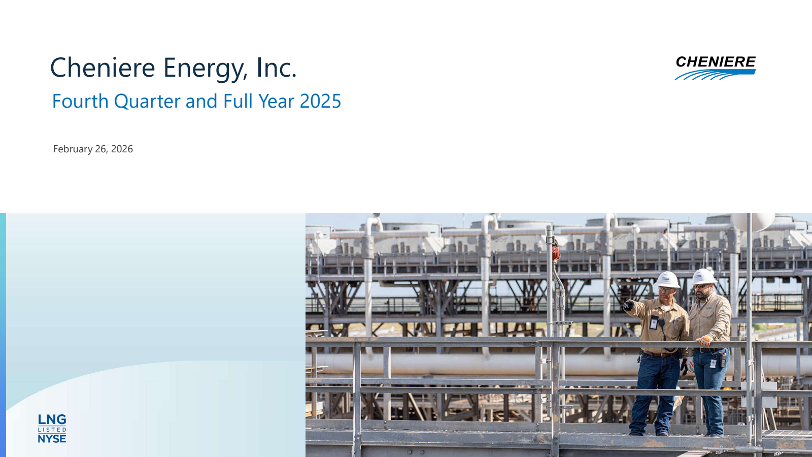 Cheniere Energy's Q4 2025 Slide Deck