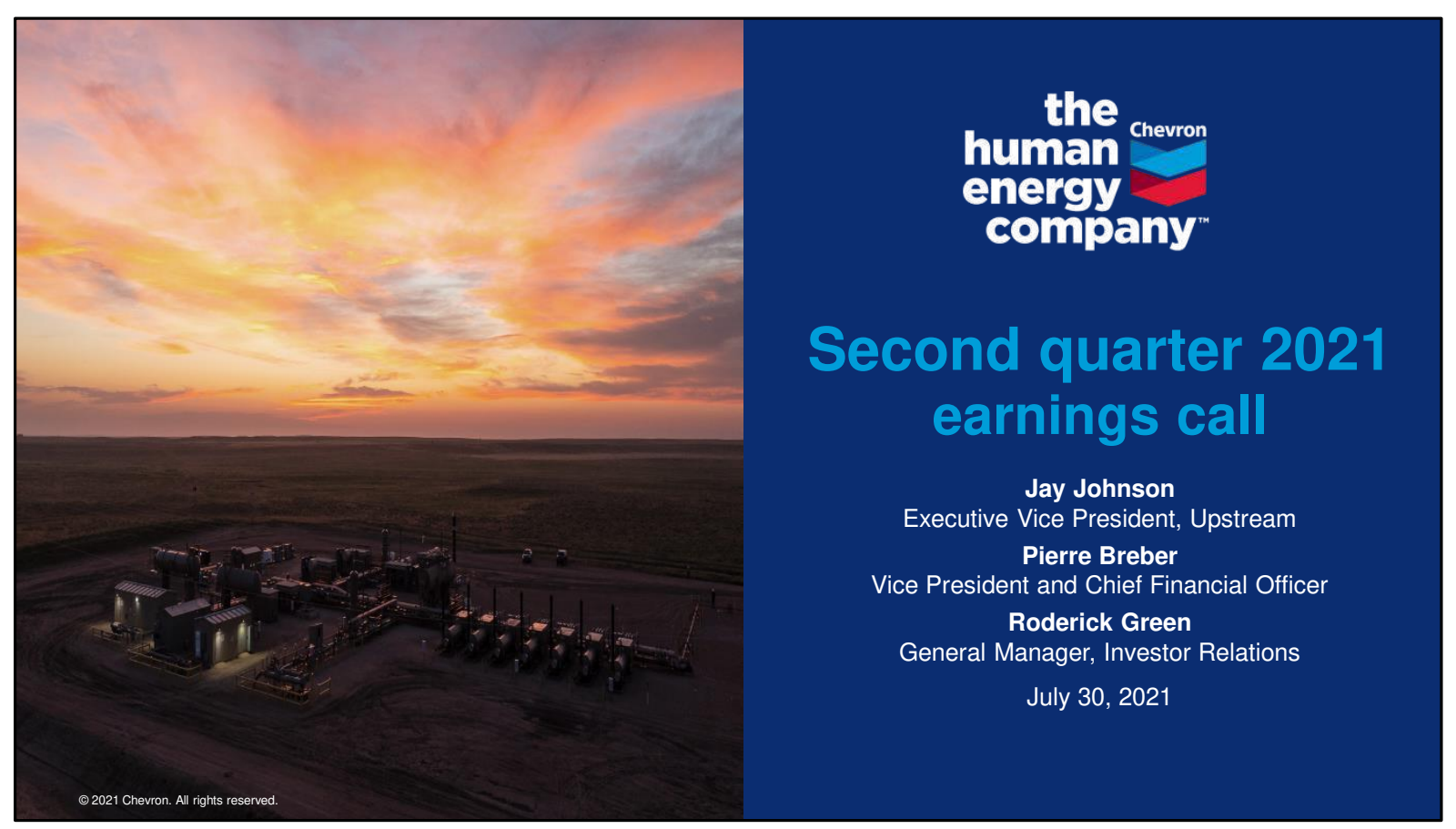 Chevron's Q2 2021 Slide Deck