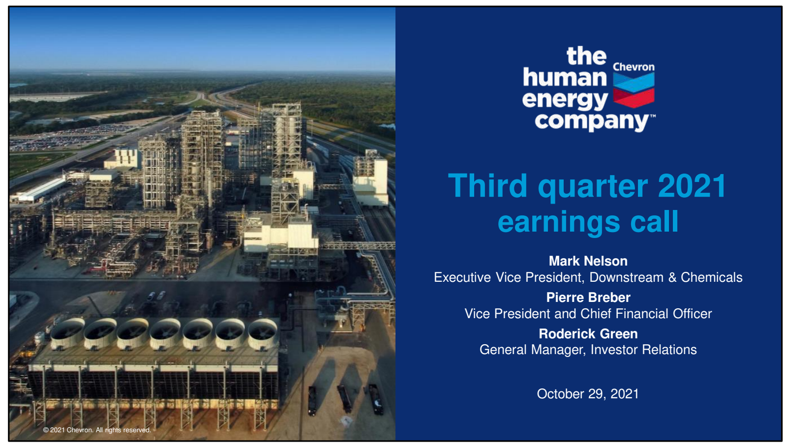Chevron's Q3 2021 Slide Deck
