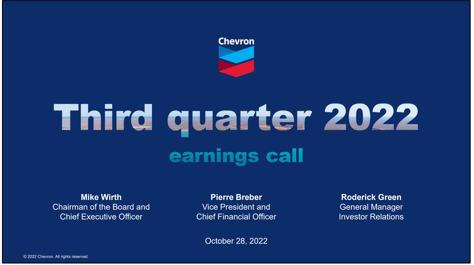 Chevron's Q3 2022 Slide Deck