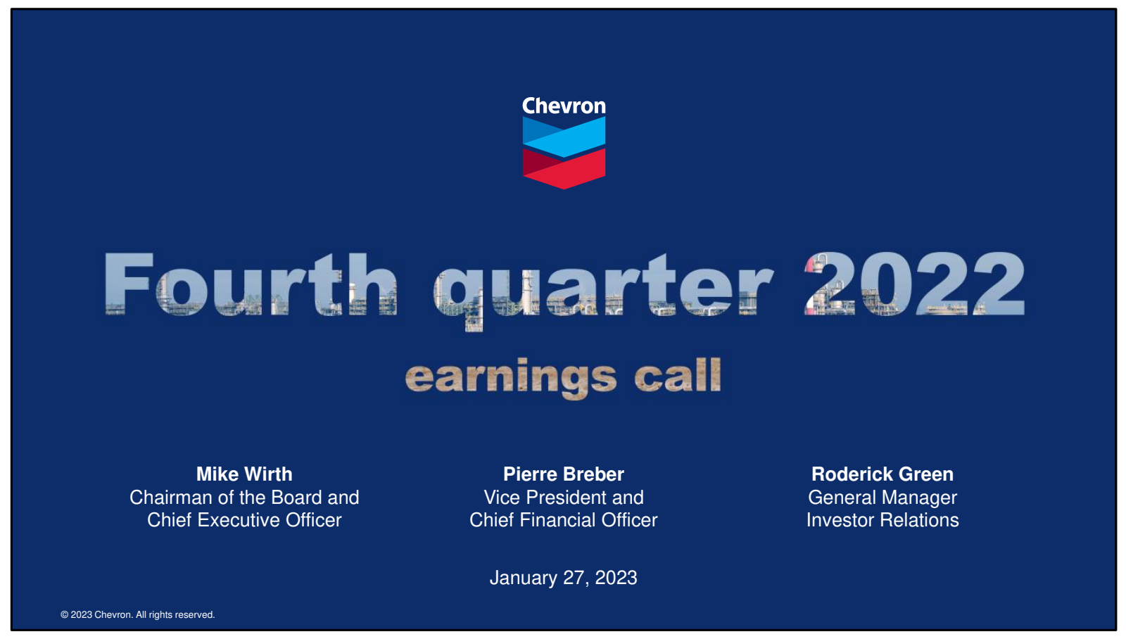 Chevron's Q4 2022 Slide Deck