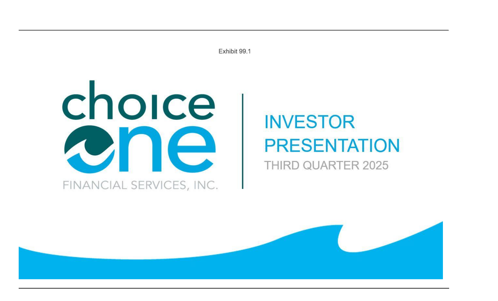 ChoiceOne Financial Services' Q3 2025 Slide Deck