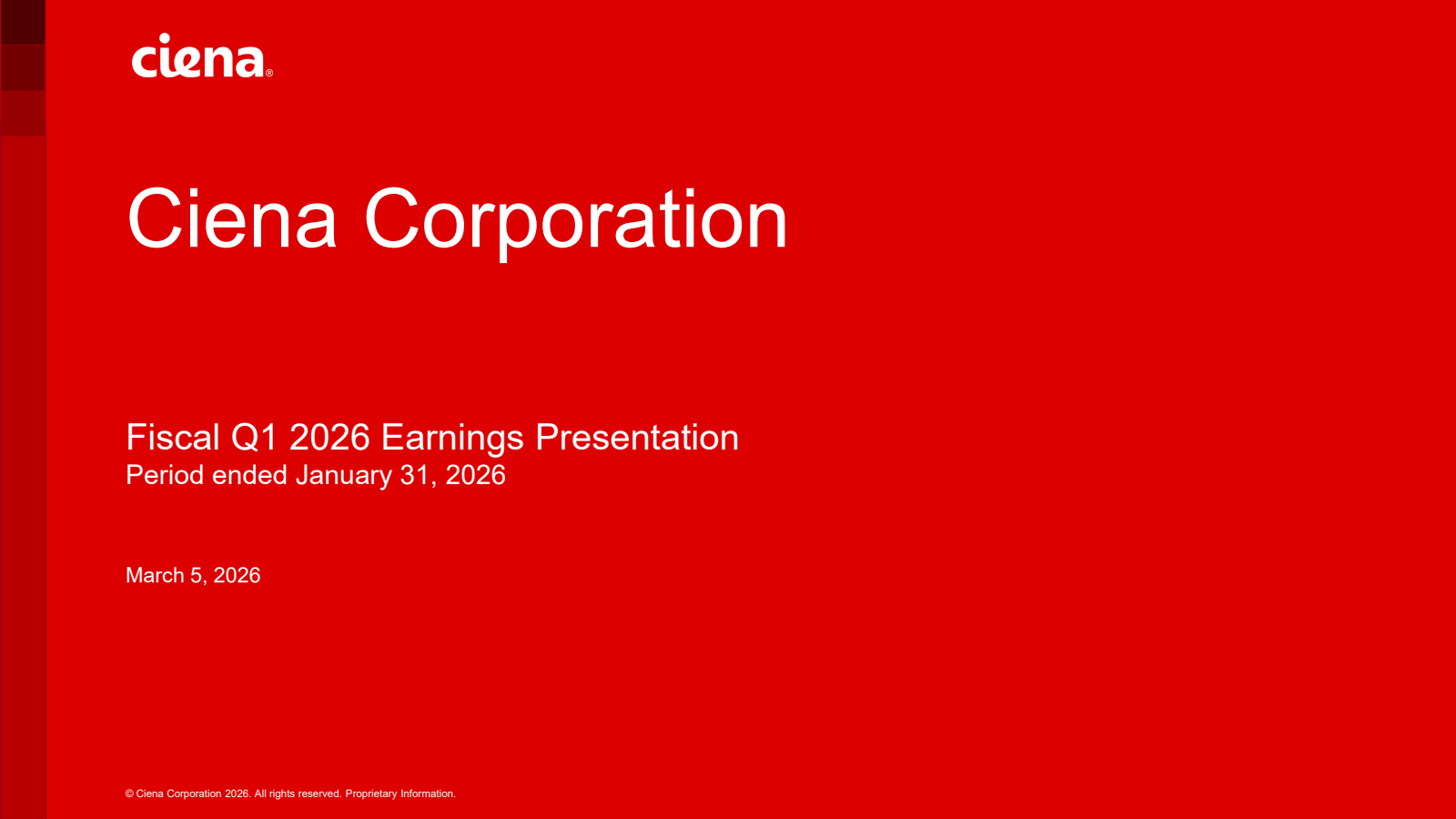 Ciena's Q1 2026 Slide Deck