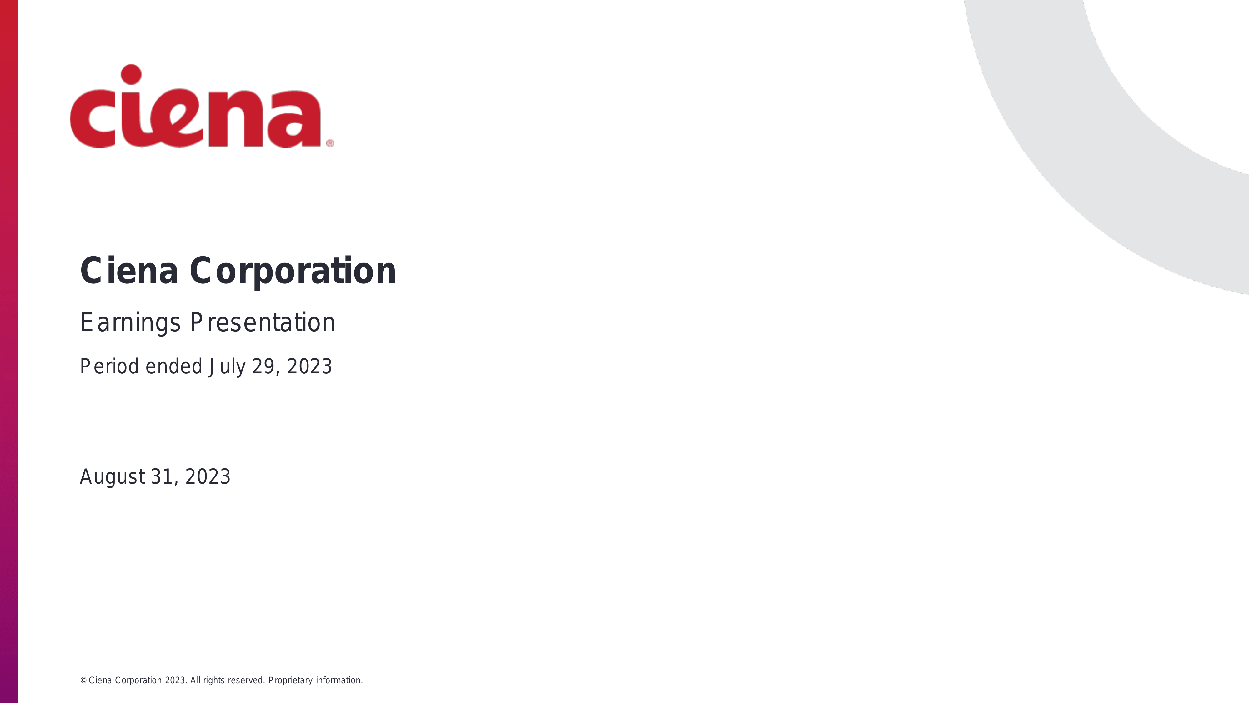 Ciena's Q3 2023 Slide Deck