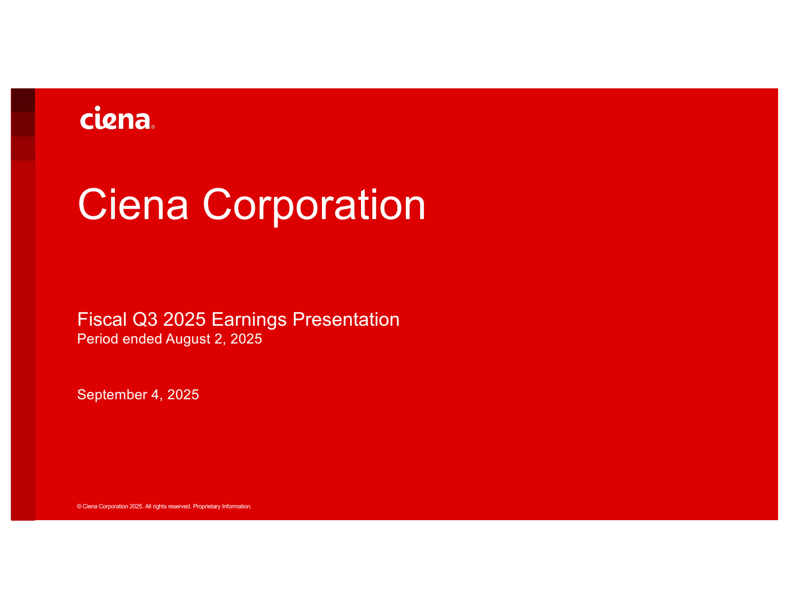 Ciena's Q3 2025 Slide Deck