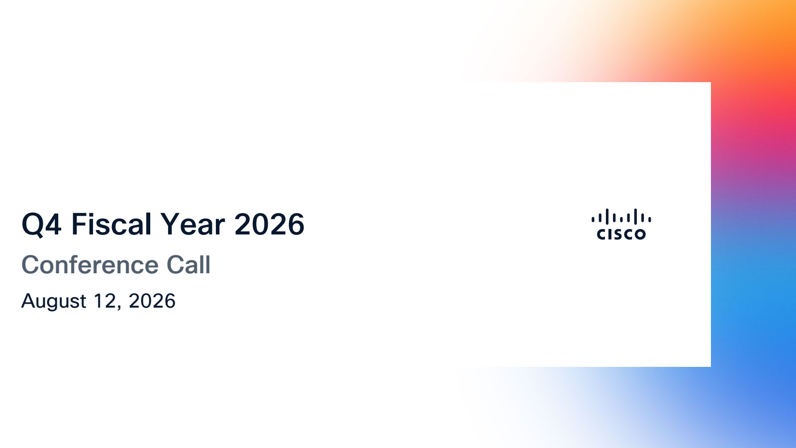Cisco Systems' Q4 2026 Slide Deck