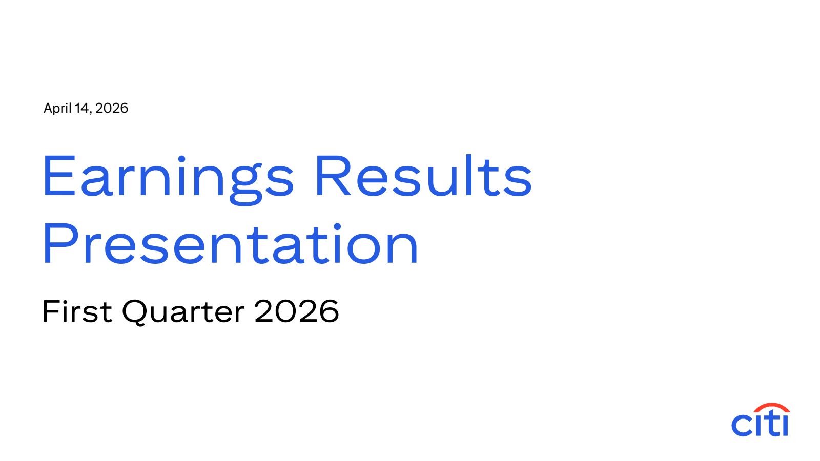 Citigroup's Q1 2026 Slide Deck