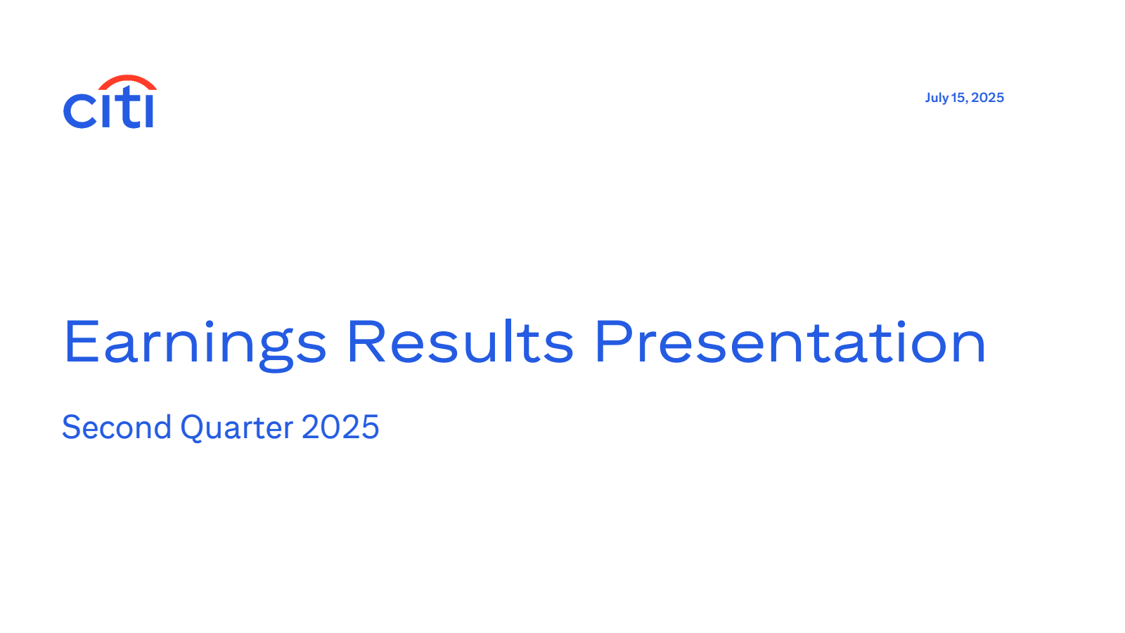 Citigroup's Q2 2025 Slide Deck