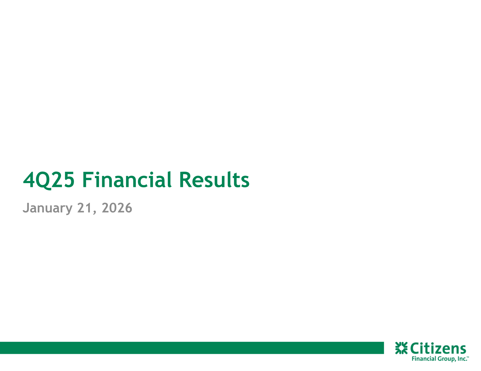 Citizens Financial Group's Q4 2025 Slide Deck