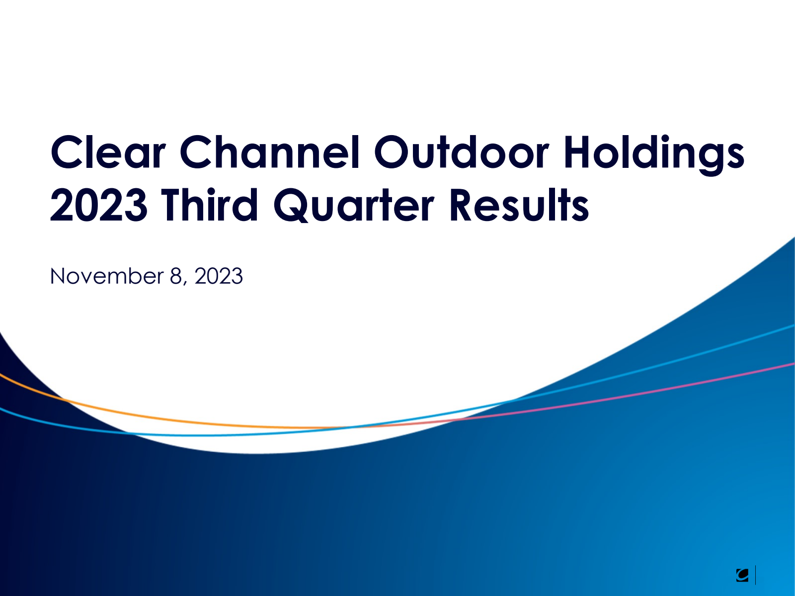Clear Channel Outdoor's Q3 2023 Slide Deck
