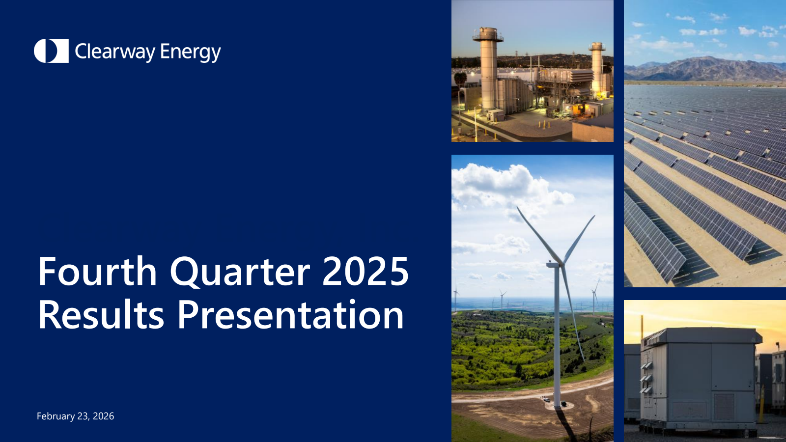 Clearway Energy's Q4 2025 Slide Deck