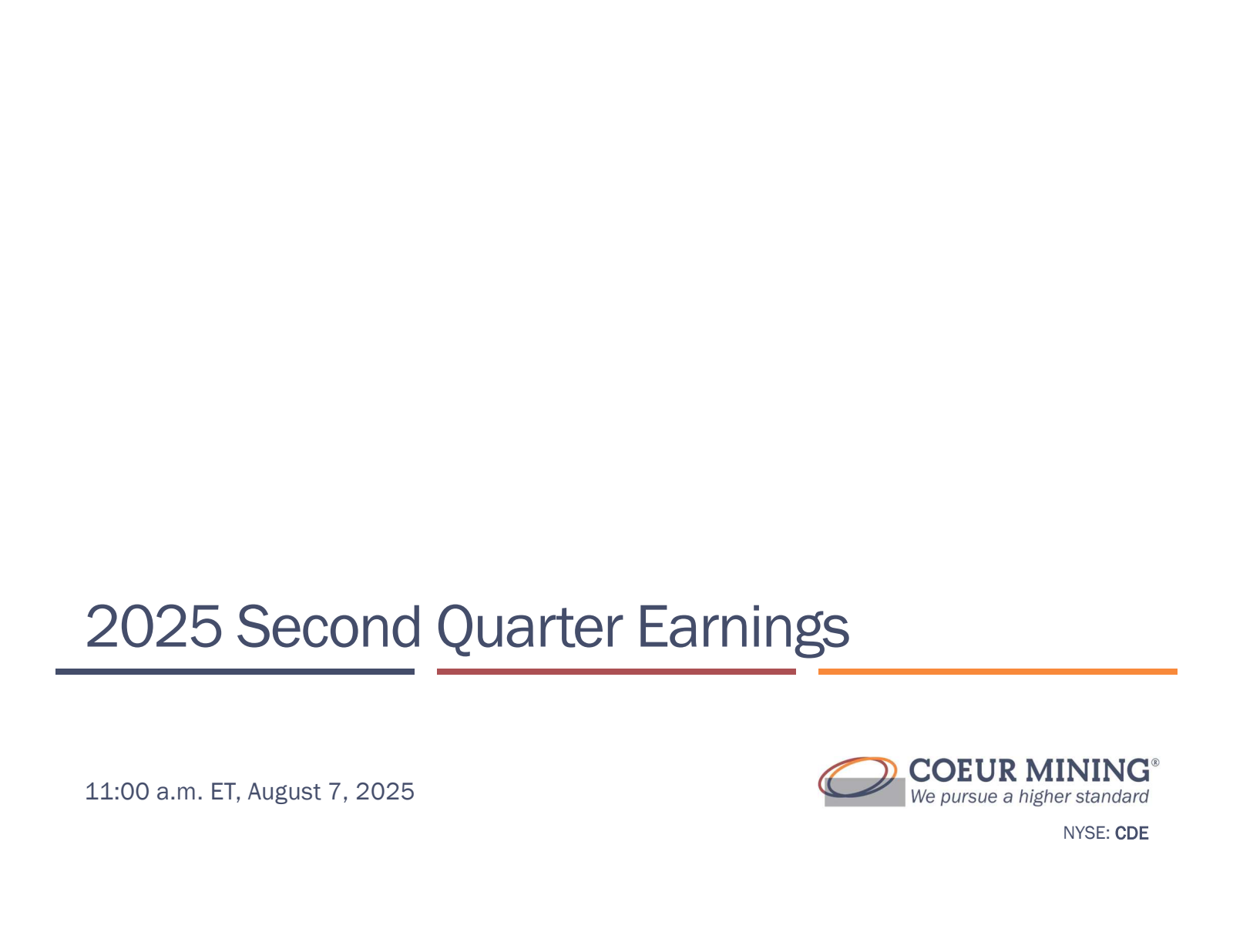 Coeur Mining's Q2 2025 Slide Deck