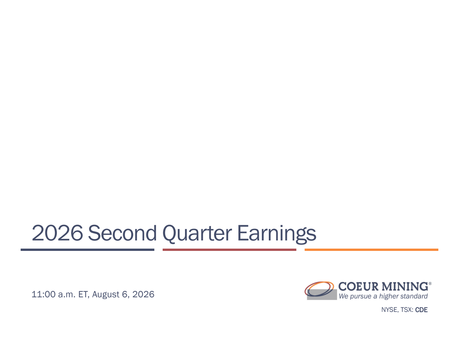 Coeur Mining's Q2 2026 Slide Deck