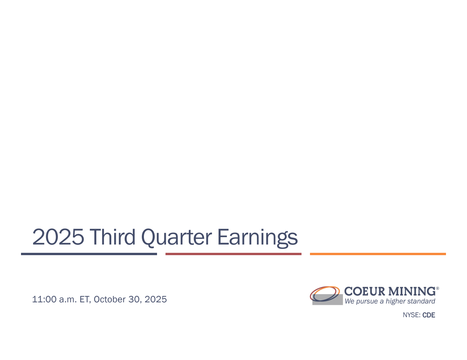 Coeur Mining's Q3 2025 Slide Deck