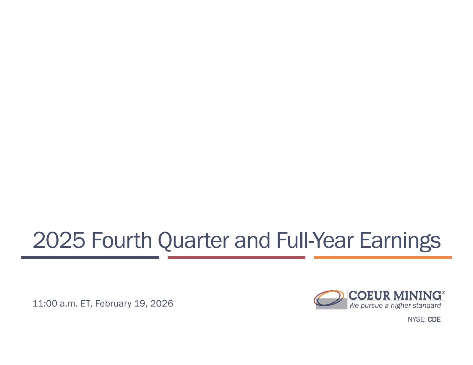 Coeur Mining's Q4 2025 Slide Deck