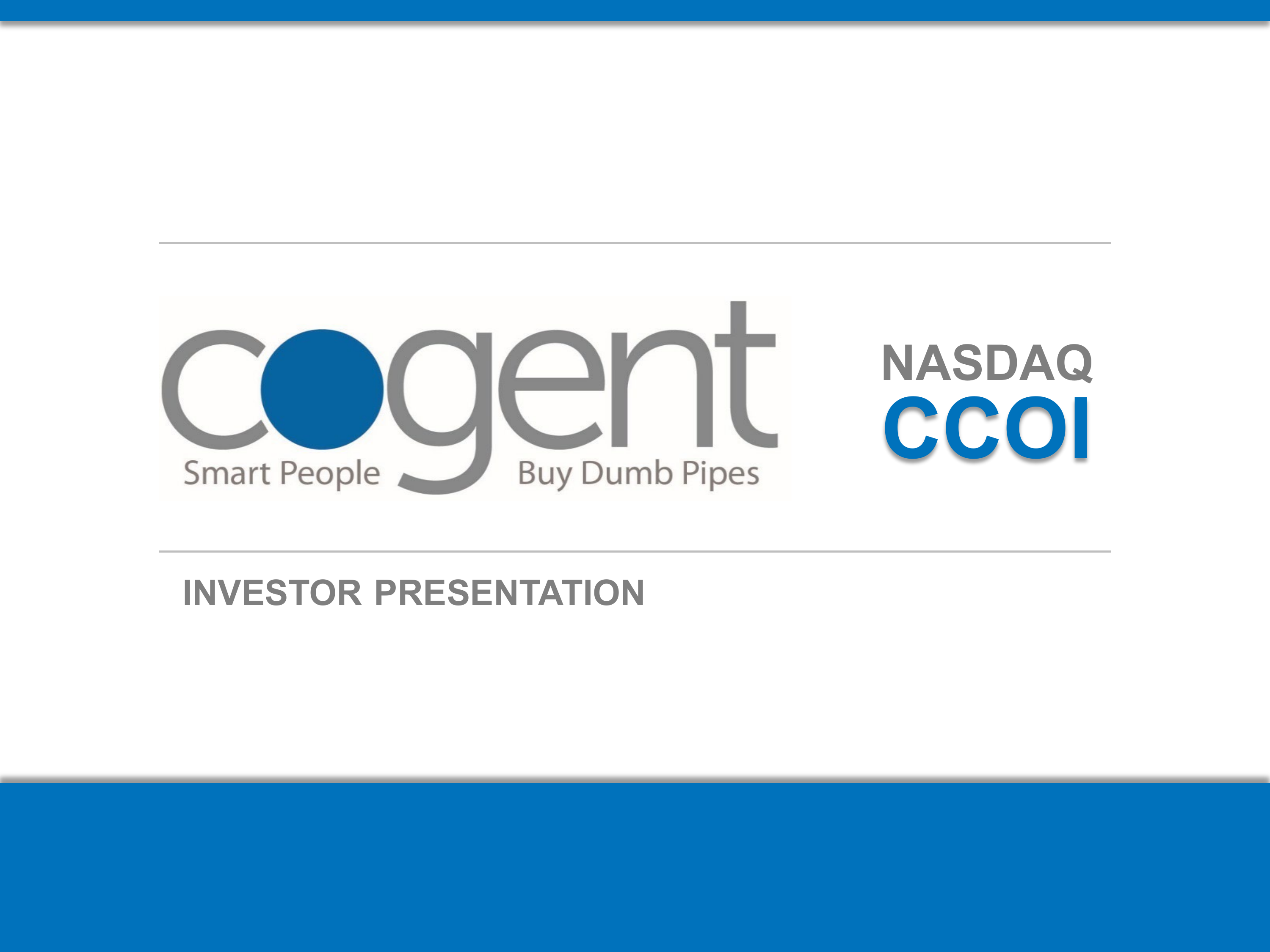 Cogent Communications' Q2 2023 Slide Deck