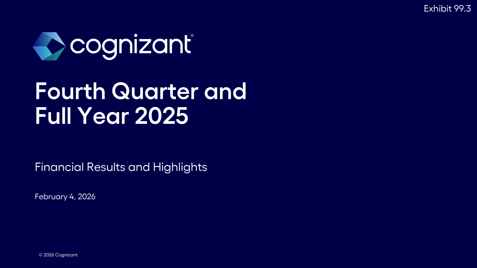 Cognizant Technology Solutions' Q4 2025 Slide Deck