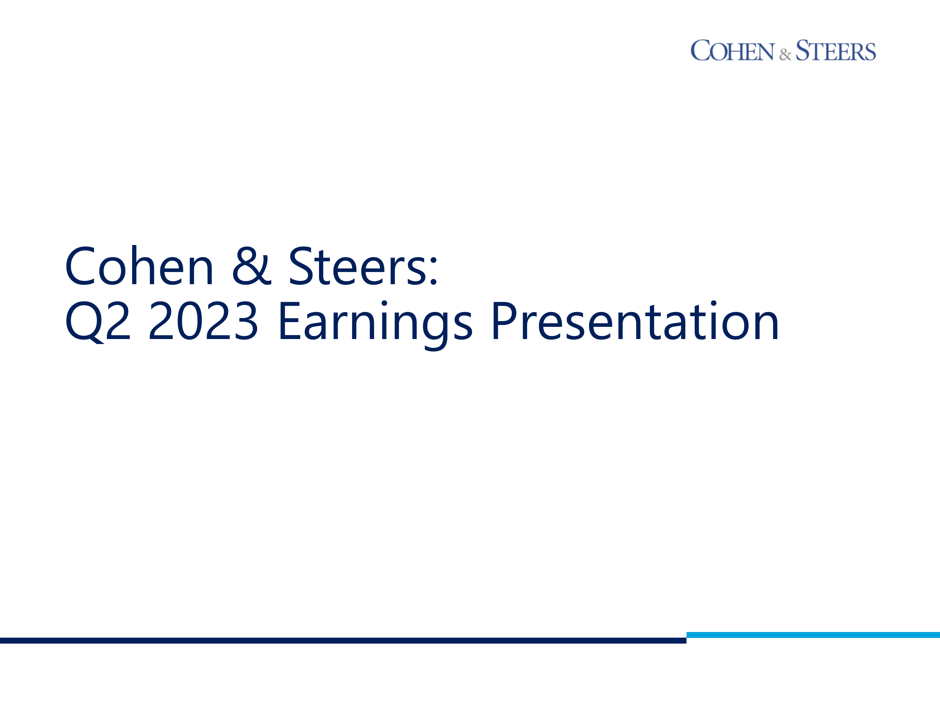Cohen & Steers' Q2 2023 Slide Deck
