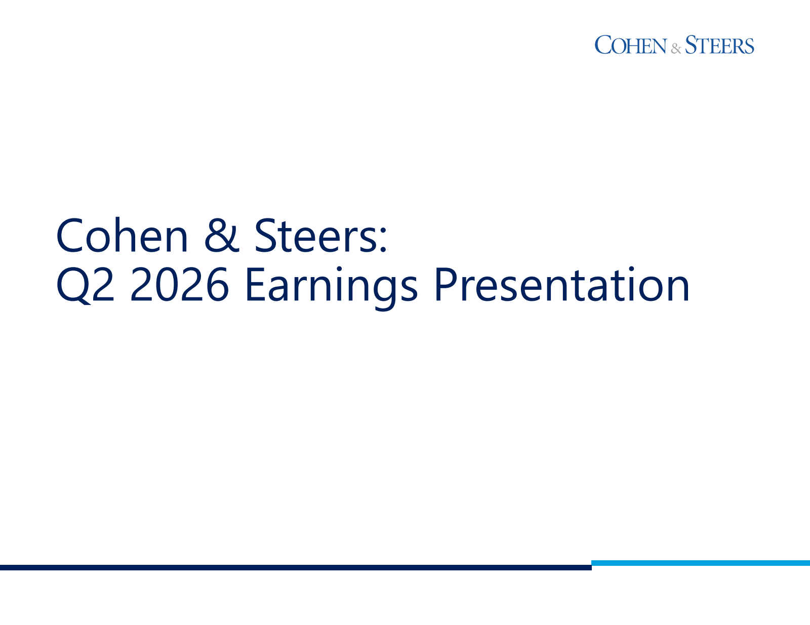 Cohen & Steers' Q2 2026 Slide Deck