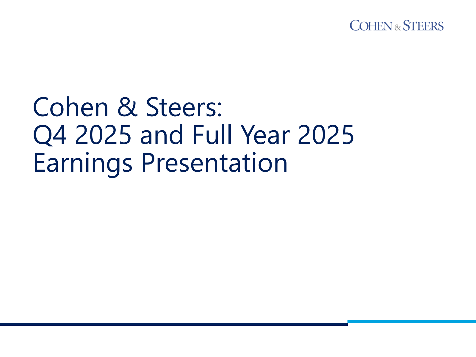 Cohen & Steers' Q4 2025 Slide Deck