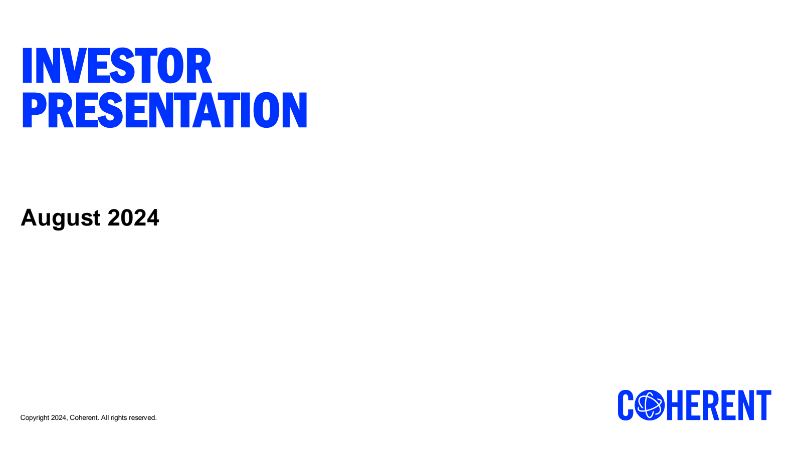 Coherent's Q4 2024 Slide Deck