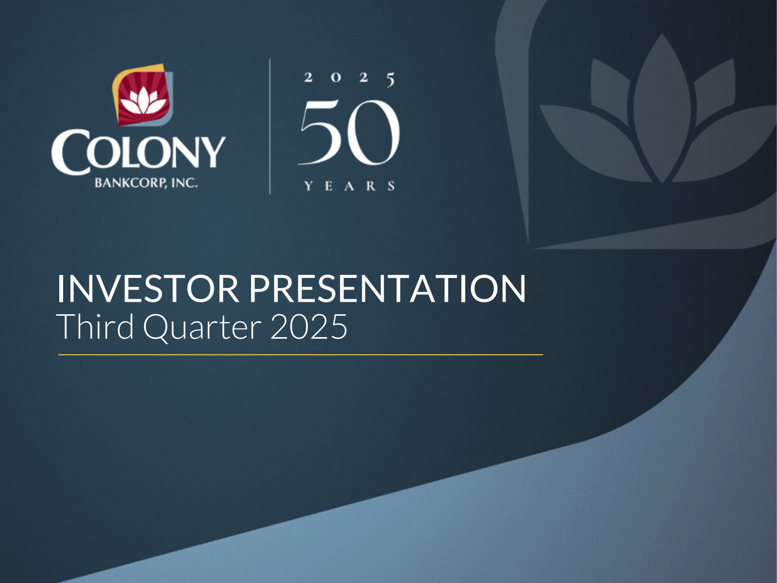 Colony Bankcorp's Q3 2025 Slide Deck