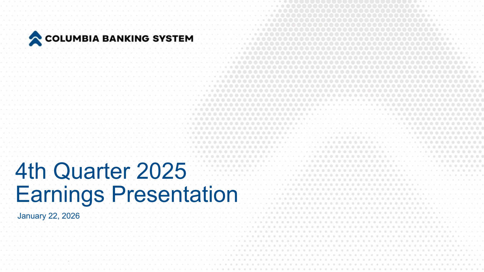 Columbia Banking System's Q4 2025 Slide Deck
