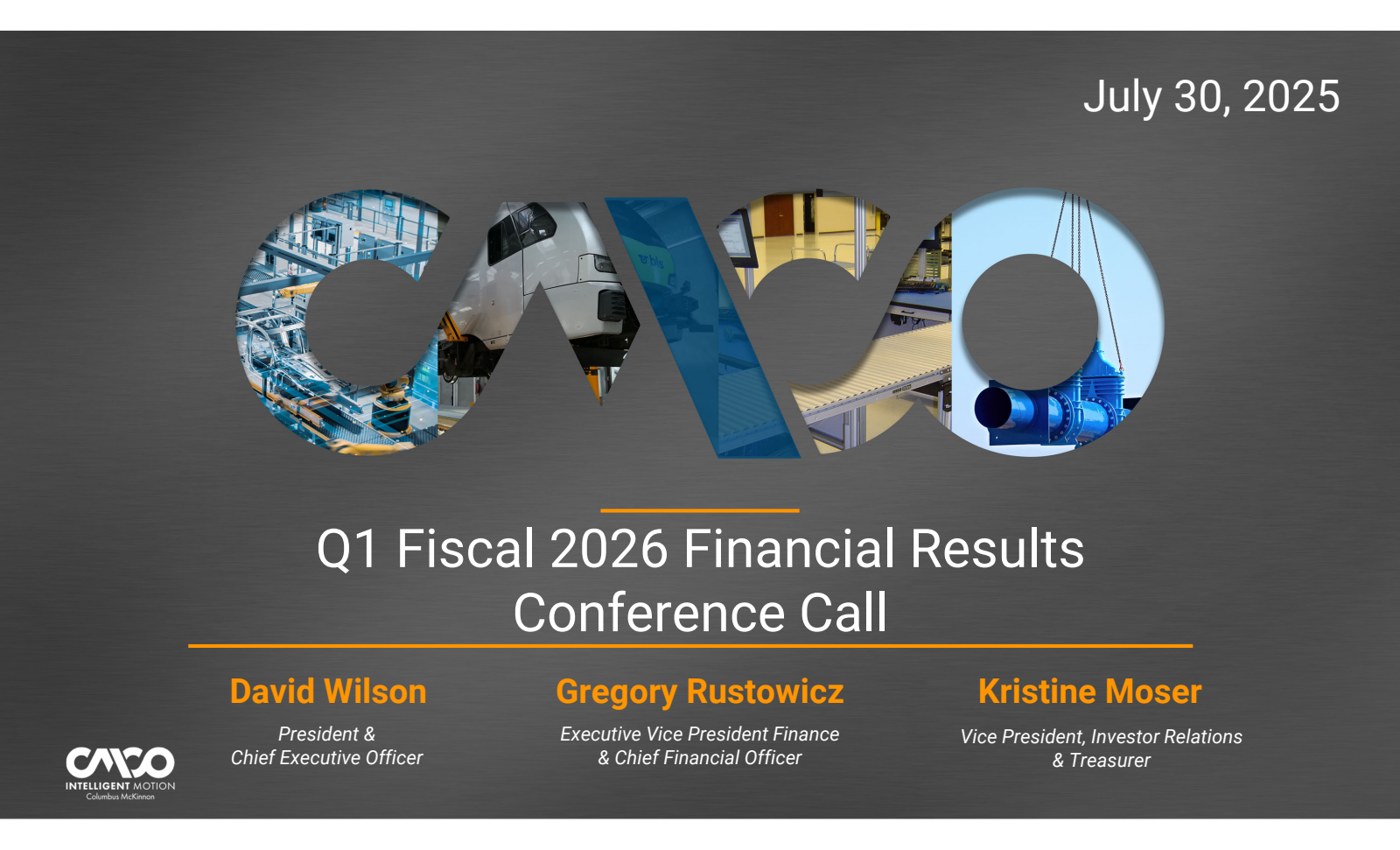 Columbus McKinnon's Q1 2026 Slide Deck